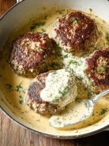 Creamy Dill Sauce with Hamburger Steaks Recipe