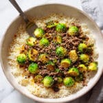 Ground Beef and Brussels Sprouts Stir-Fry with Sweet Chili and Lime Recipe