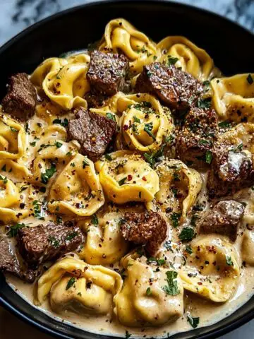 Cracked Garlic Steak Tortellini in Creamhouse Sauce Recipe