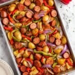 Sheet Pan Sausage, Peppers, and Potatoes Recipe