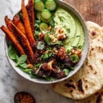 Sheet Pan Lemon Chicken with Sweet Potatoes and Avocado Goddess Sauce Recipe