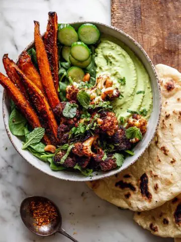 Sheet Pan Lemon Chicken with Sweet Potatoes and Avocado Goddess Sauce Recipe