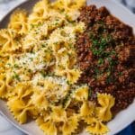 Cheesy Bowtie Pasta with Savory Cajun Ground Beef in Garlic Cream Recipe