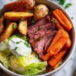 Best Corned Beef and Cabbage Recipe with Roasted Red Potatoes and Horseradish Sauce Recipe