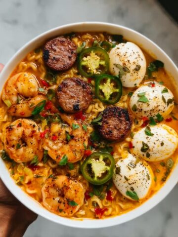 Spicy Jalapeño Cheddar Sausage and Shrimp Ramen: Bold, Creamy and So Easy Recipe