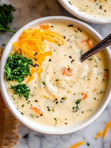 Creamy Potato Soup with Cheddar and Garlic Recipe