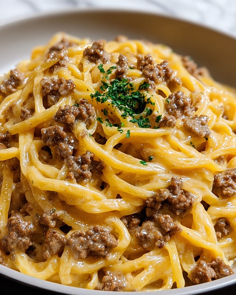 One-Pot Creamy Beef and Garlic Butter Pasta Recipe - Recipe Image
