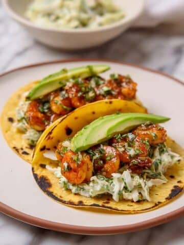 Cilantro Lime Shrimp Tacos with Creamy Slaw Recipe