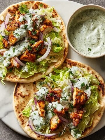 Easy Sheet Pan Chicken Pitas with Herby Ranch Recipe