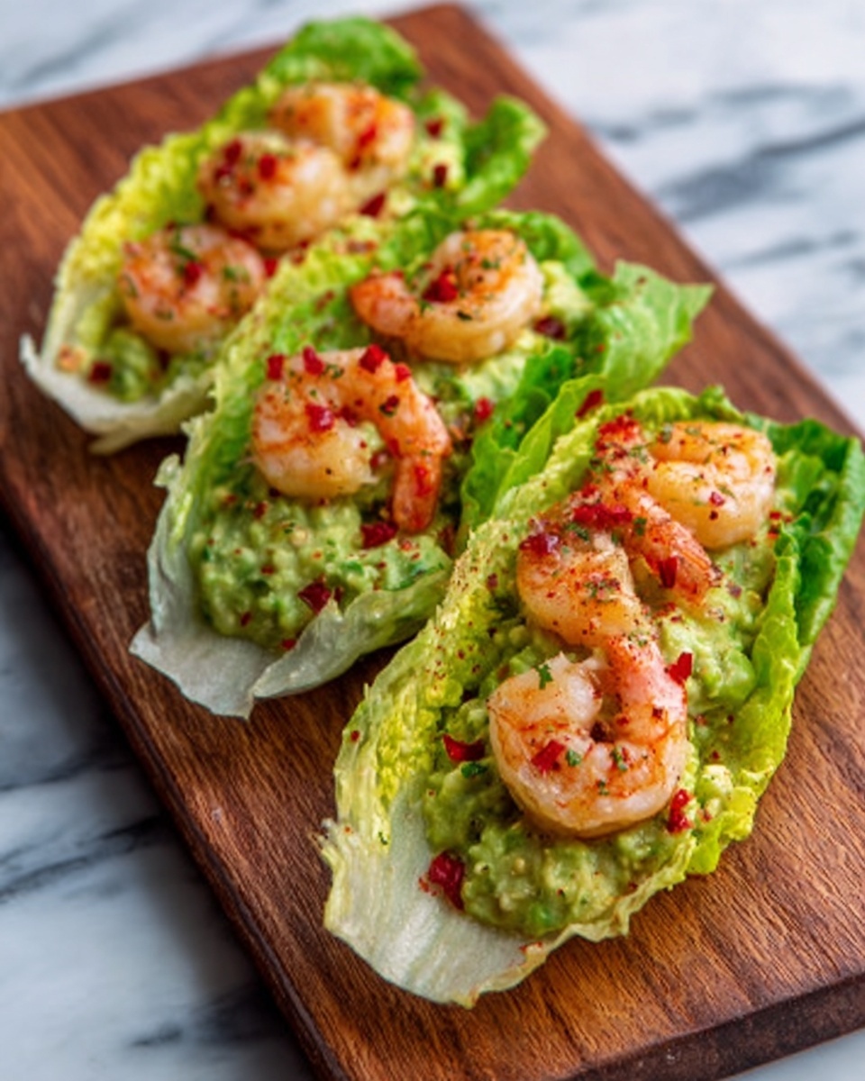The image shows a dish with four main parts arranged on a white marbled surface. At the top left, there is a white plate holding 6 large, fresh green lettuce leaves with light green ribbing and a crisp texture. To the right of the plate, there is a bunch of green onion stalks and fresh cilantro leaves beside it. Below the plate, a white bowl contains small pieces of shrimp in an orange sauce, with a spoon resting inside. To the right of the shrimp bowl, a smaller white bowl holds a chunky mixture of diced avocado and pink grapefruit pieces, garnished with finely chopped green onions, and a spoon inside. In the bottom right corner, there is a small light blue bowl with pale yellow peanuts spilling slightly onto the surface. All items are placed on a textured white marbled background. Photo taken with an iphone --ar 4:5 --v 7