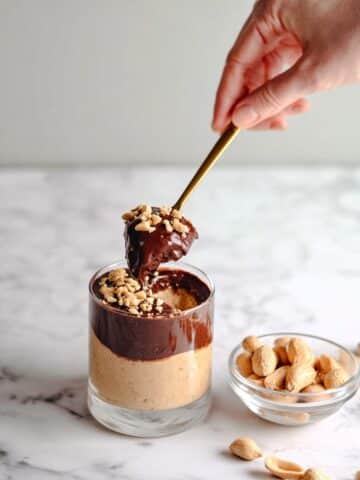 Cottage Cheese Peanut Butter Mousse with Dark Chocolate Drizzle Recipe