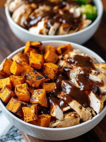 BBQ Chicken & Roasted Sweet Potato Bowls Recipe