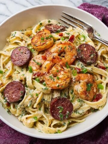 Mardi Gras Pasta with Shrimp and Andouille Sausage Recipe