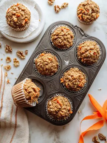 One-Bowl Healthy Oatmeal Carrot Muffins Recipe