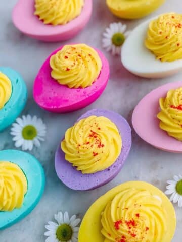 Colored Pastel Dyed Deviled Eggs Recipe
