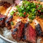 Korean BBQ Steak Rice Bowls with Spicy Cream Sauce Recipe