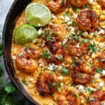 Shrimp and Creamed Corn Skillet with Feta and Lime Recipe
