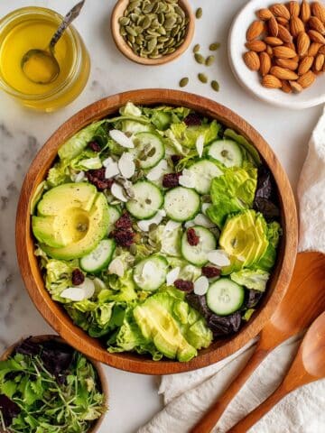 Simple Green Salad with Lemon Vinaigrette, Tamari Almonds, and Fresh Veggies Recipe