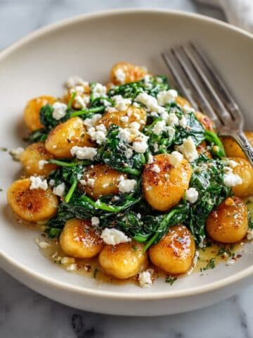 Easy Crispy Gnocchi With Spinach And Feta Recipe