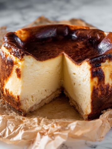 Burnt Basque Cheesecake with Raspberry Coulis Recipe
