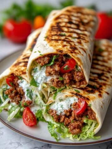 Greek Beef Wraps with Creamy Feta Dill Sauce Recipe