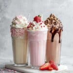 Homemade Milkshake Trio: Chocolate, Vanilla, and Strawberry Delights Recipe