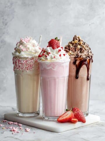 Homemade Milkshake Trio: Chocolate, Vanilla, and Strawberry Delights Recipe