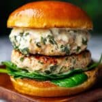 White Cheddar and Spinach Chicken Burgers Recipe