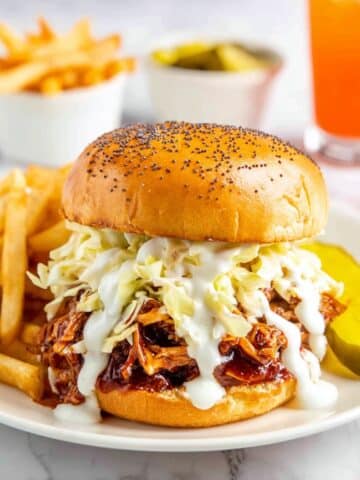 Slow Cooker BBQ Ranch Chicken Sandwiches with Coleslaw Recipe