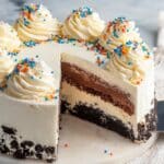 Ice Cream Cake with Oreo Cookie Crust and Fudge Layers Recipe