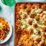 Meatball and Fusilli Casserole with Marinara and Basil Recipe