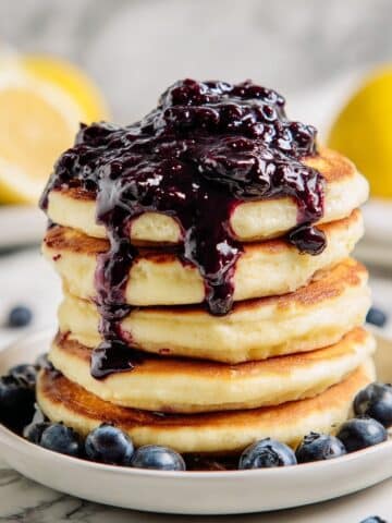 Lemon Ricotta Pancakes with Blueberry Sauce Recipe