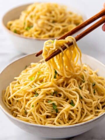 Garlic Noodles with Savory Oyster, Soy, and Sesame Sauce Recipe