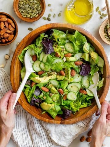 Simple Green Salad with Lemon Vinaigrette, Avocado, and Tamari Almonds Recipe