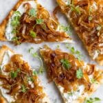 Cheesy Caramelized Onion and Pear Flatbreads Recipe
