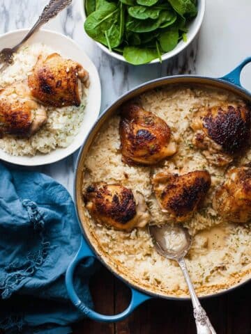 One Pot Creamy Parmesan Garlic Risotto with Lemon Pepper Chicken Recipe