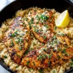 Simple Garlic Parmesan Chicken with Lemon Rice Recipe