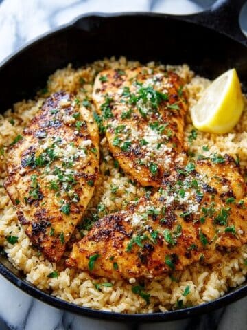 Simple Garlic Parmesan Chicken with Lemon Rice Recipe
