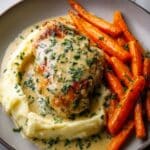 Creamy Herb Chicken with Mashed Potatoes and Glazed Carrots Recipe