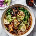Vegan Mushroom Broth Ramen with Tofu and Vegetables Recipe