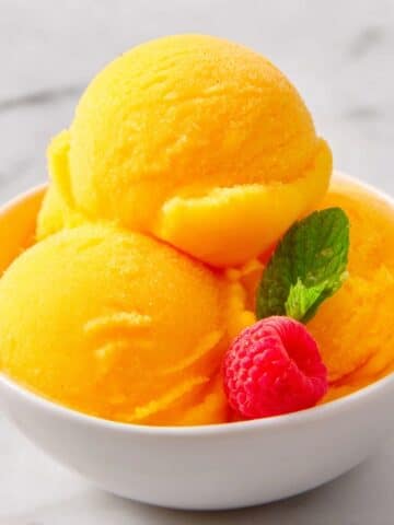 Mango Sorbet with Raspberries Recipe