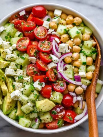 Chickpea Salad with Cherry Tomatoes, Cucumber, and Feta Recipe