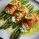 Asparagus & Lemon Basil Ricotta Stuffed Salmon Rolls Recipe