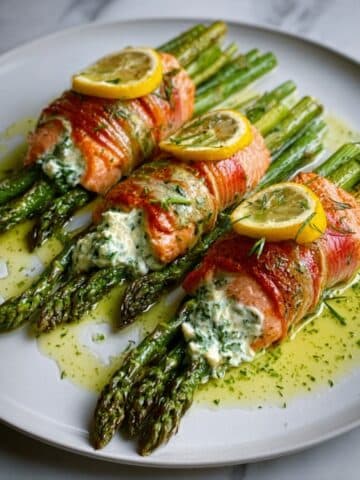 Asparagus & Lemon Basil Ricotta Stuffed Salmon Rolls Recipe