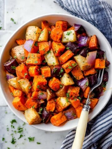 Roasted Root Vegetables with Balsamic, Maple, and Parmesan Recipe