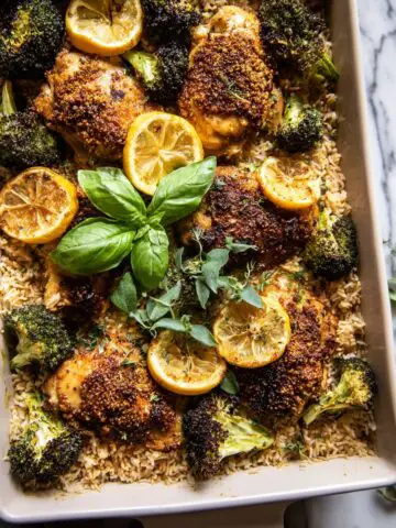 One Pan Lemon Pepper Yogurt Chicken and Rice Recipe
