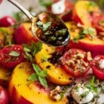 Peach Burrata Salad with Balsamic Vinaigrette and Pistachios Recipe