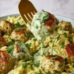 Green Chicken Meatballs with Green Goddess Sauce Recipe
