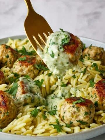 Green Chicken Meatballs with Green Goddess Sauce Recipe