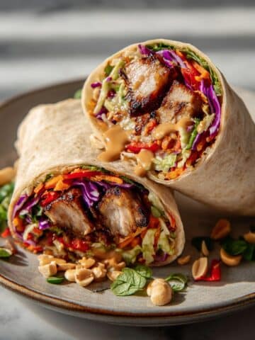 Quick and Easy Thai Chicken Wrap with Crunchy Asian Slaw Recipe